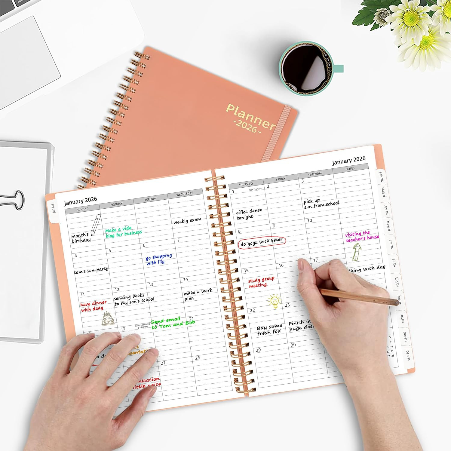 Day Planner 2026, Weekly and Monthly Planner 2026, Jan 2026-Dec 2026, 6.2″ X 8.4