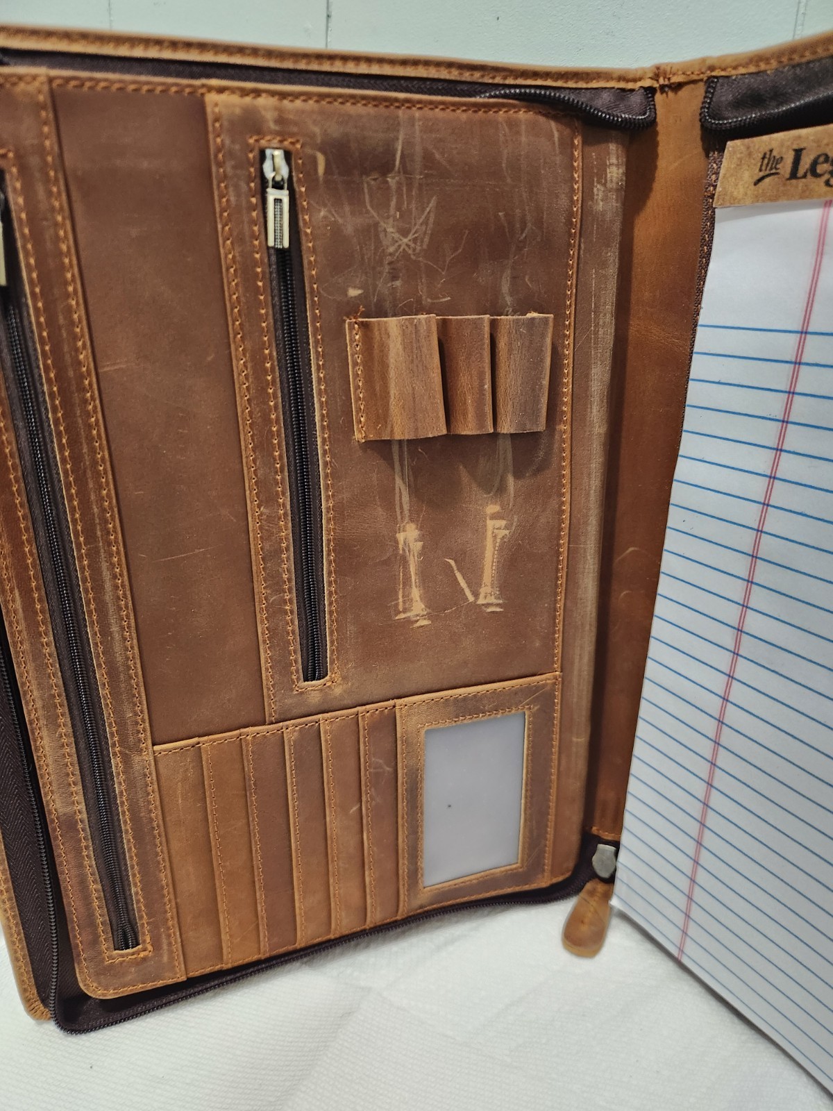 Ringsun Leather Portfolio Organizer with Zipper Padfolio