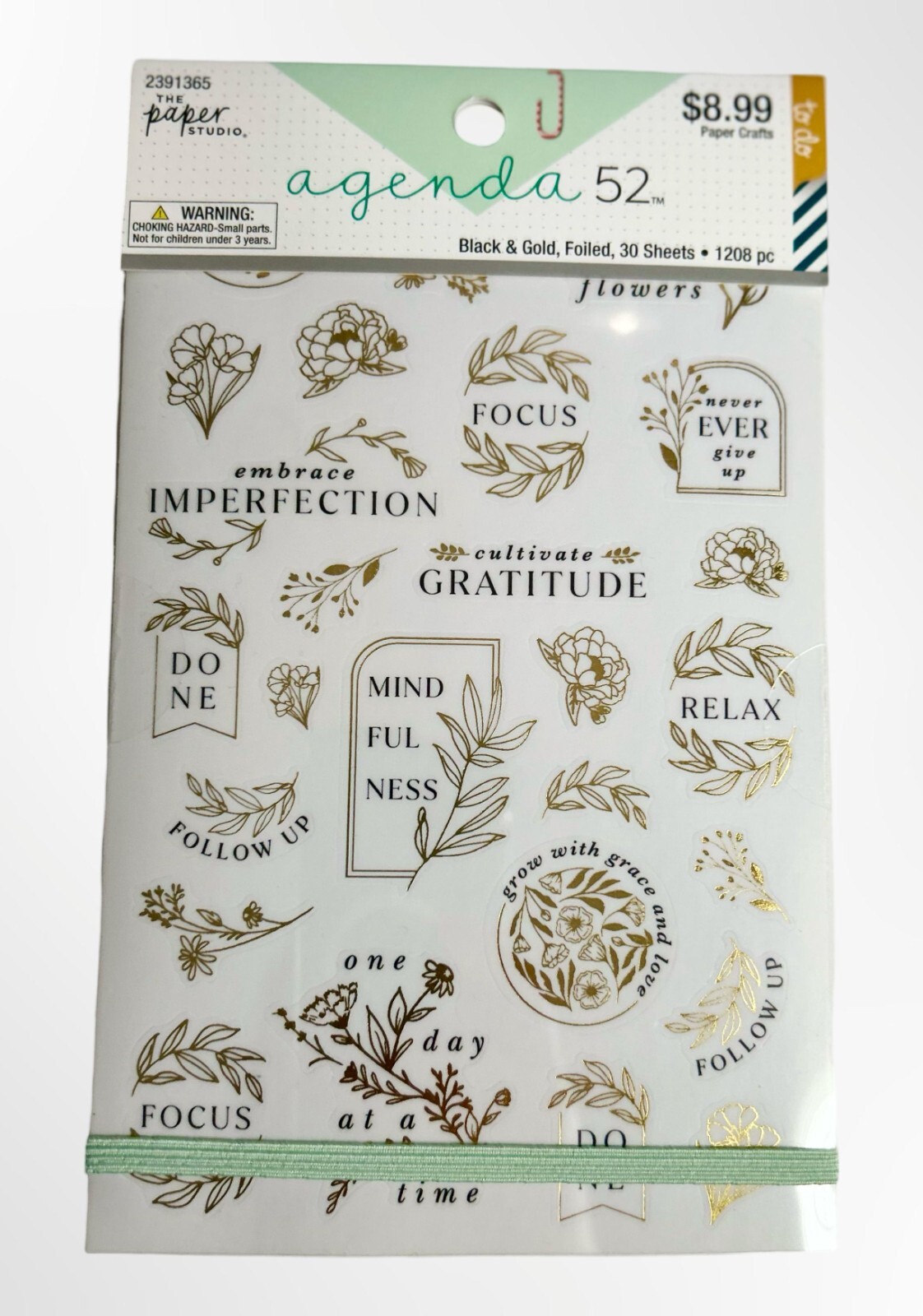 Agenda 52- Black & Gold Sticker Book, 30 Sheets- 1208 PCS