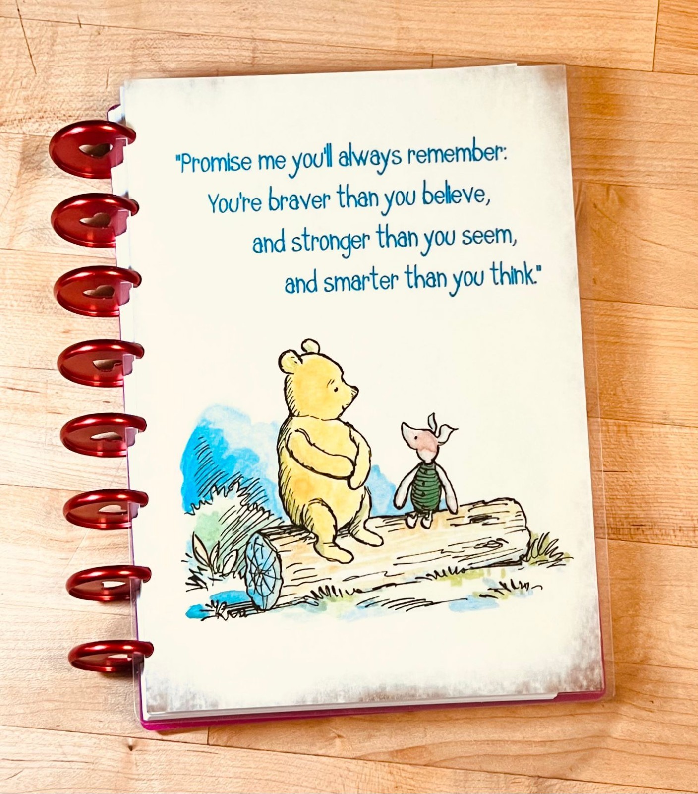 Pooh & Piglet Inspirational Quote Cover Set 4 use w/ TUL/Arc (8 disc) Planner~