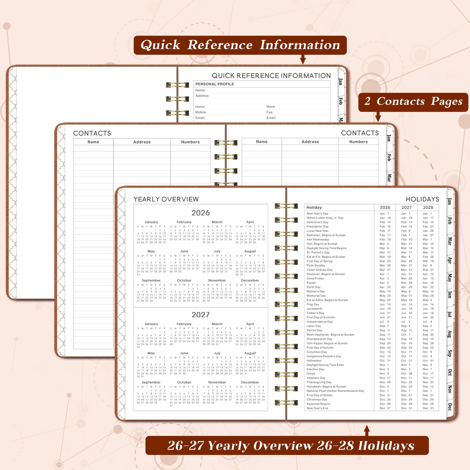 2026 Planner – 2026 Weekly and Monthly, Jan. 5.75″ x 8.25″, Brown