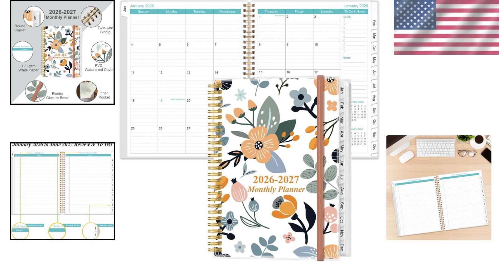 Stylish 2026-2027 Planner – 18 of Planning with Durable Twin-Wire Binding