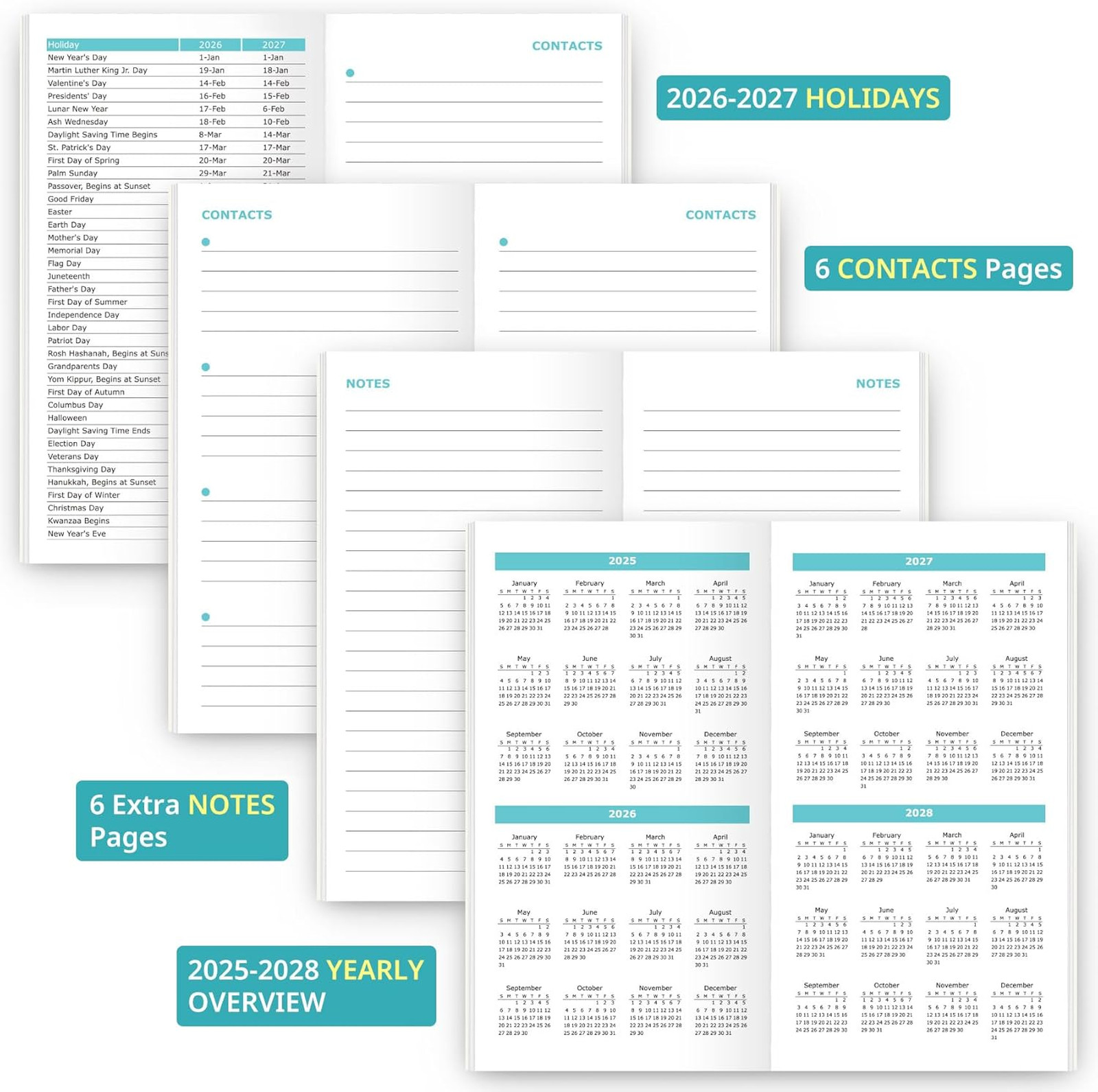 Pocket Calendar 2026 2027 Small Size 6.5 x 3.5 inches Monthly Planner Purse