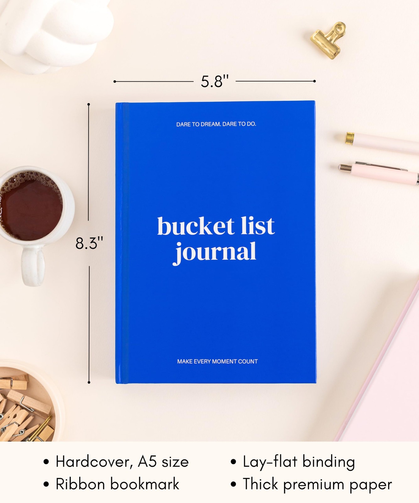Lamare Bucket List Journal with Guided Prompts – 200+ Ideas to Dream, Blue