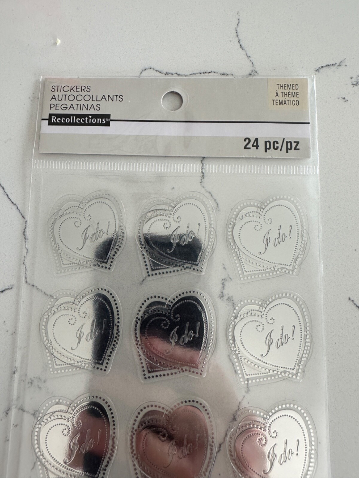 Recollections Dimensional Stickers Silver Hearts Saying I Do! 24 PC Scrapbooking