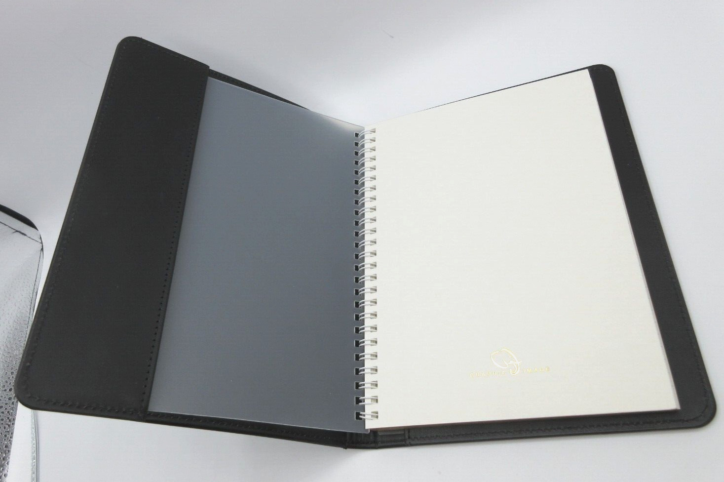 Jos. A. Bank Notebook 9″ Leather Cover Refillable Spiral 144 Lined Pages Black