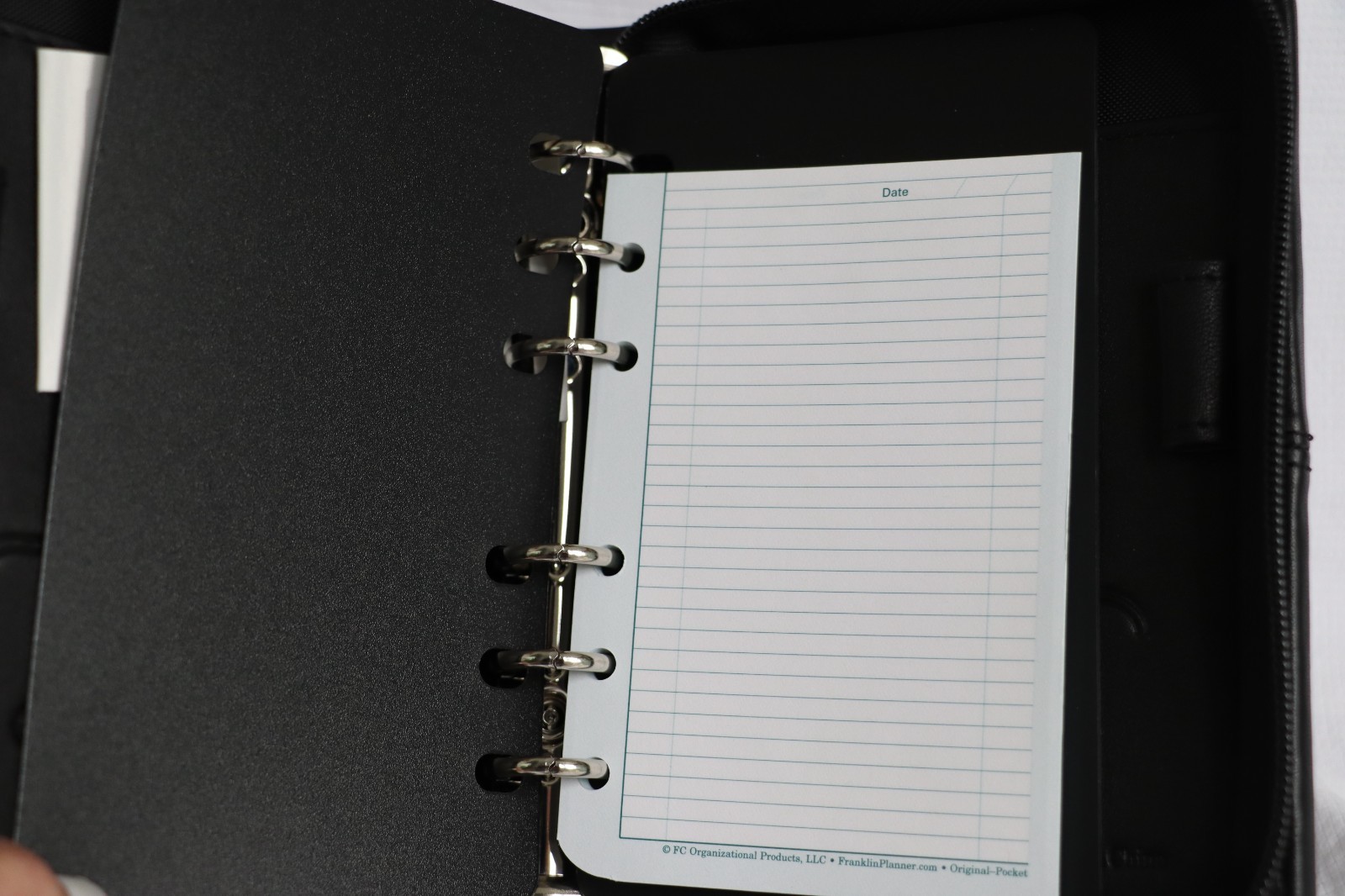 FRANKLIN COVEY Black Smooth Leather Six Ring Binder Notebook 7″ NEW
