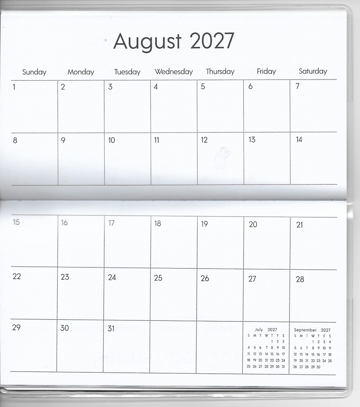 Pocket Calendar 2026-2027 -Two Year Monthly Planner BLUE & WHITE BIRD