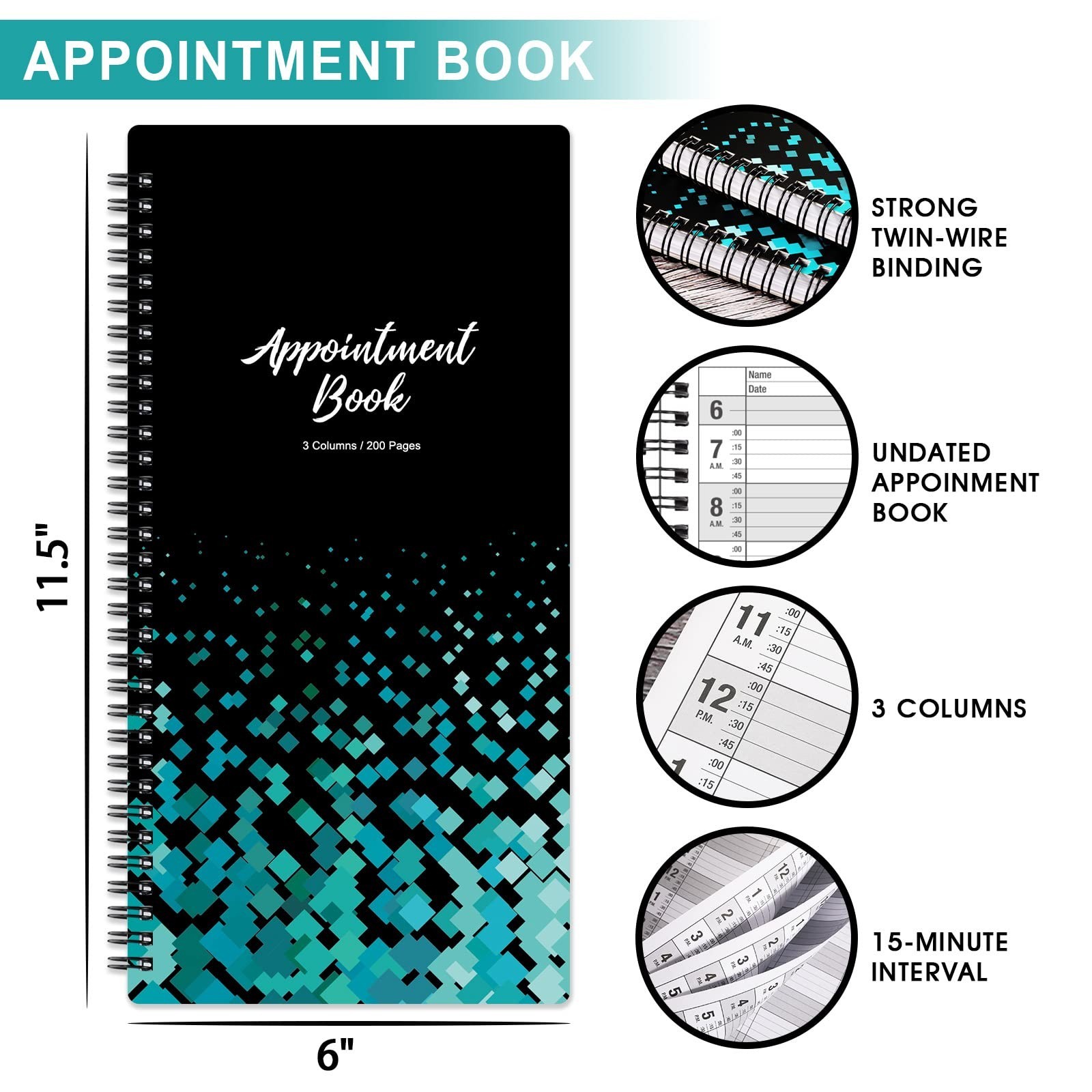 Salon Appointment Book Twin Wire Binding Schedule Book Planner for Hair Stylist