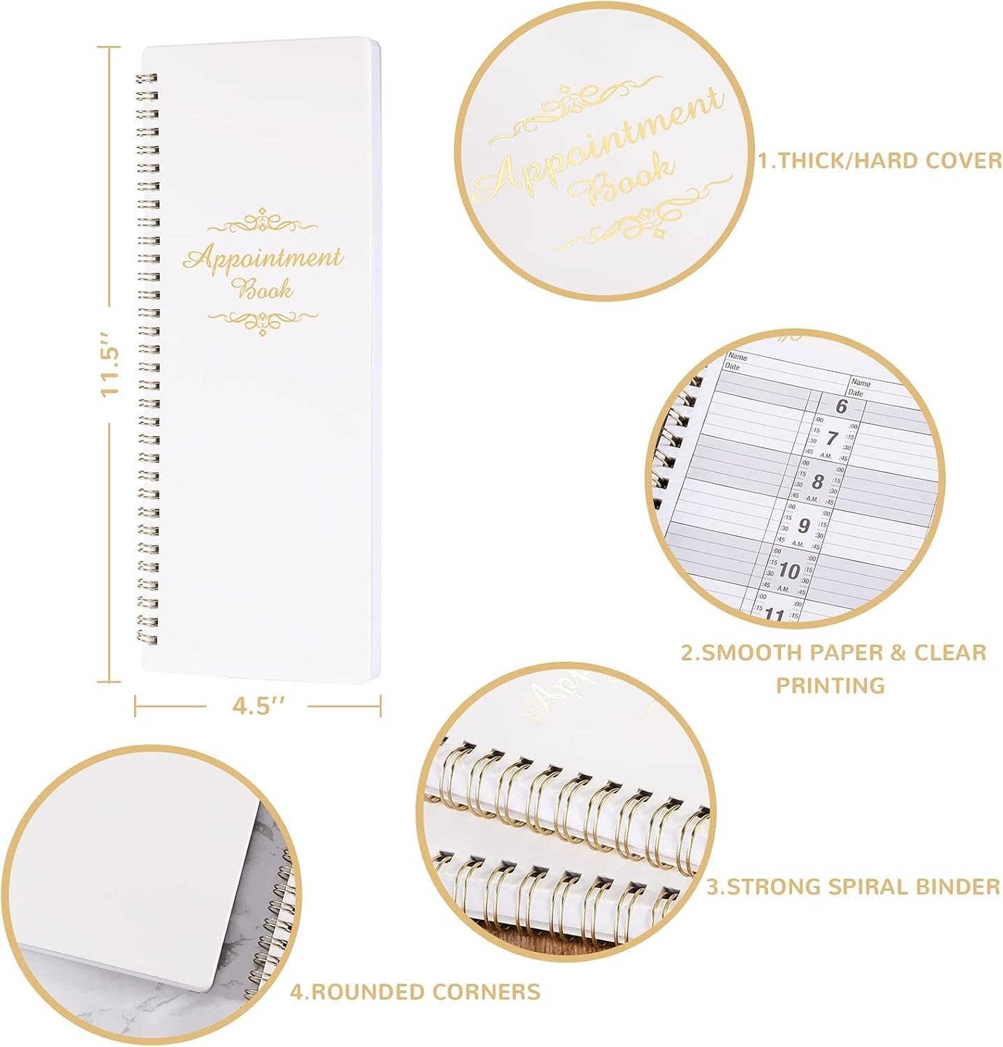 Salon Appointment Books 11.5×4.5Inch Twin-Wire Binding for Hair Stylist