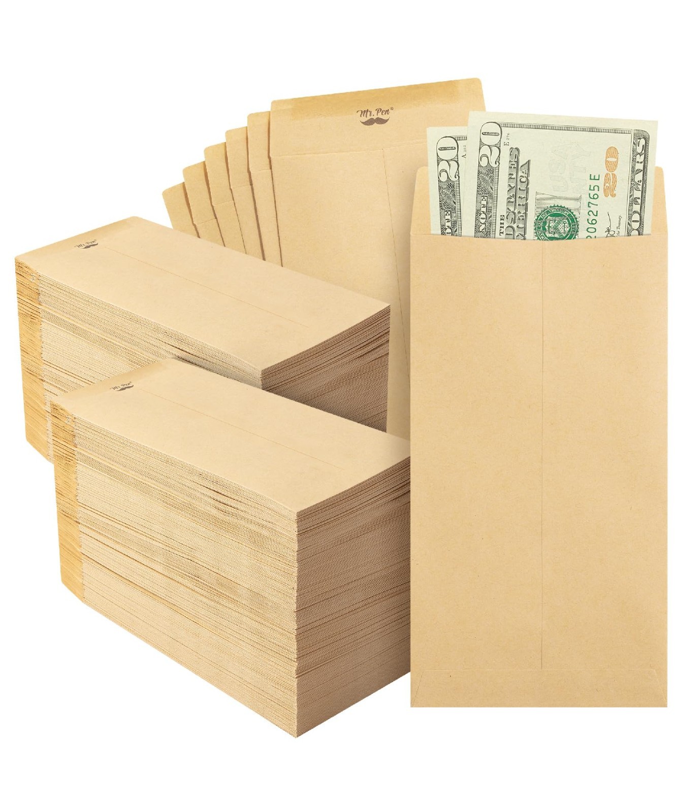 500 Pack Self-Adhesive Cash Envelopes 6.5″ x 3.5″ – Kraft Paper Budgeting & Orga