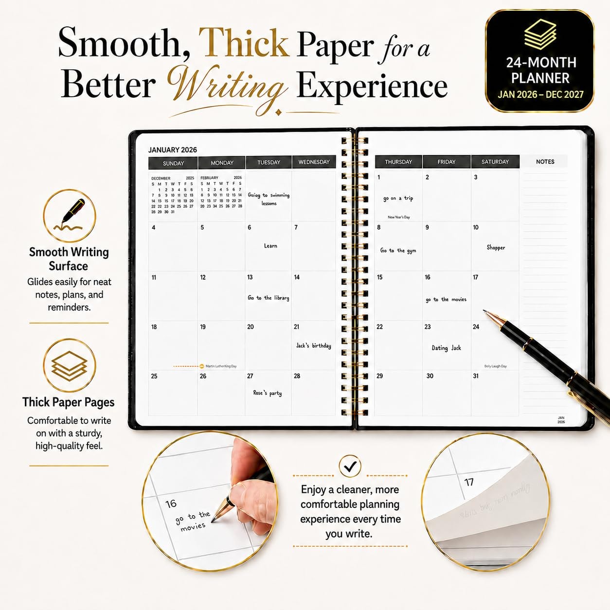 Monthly Calendar Planner 2026-2027,8.5″ X 11″ A4 (Jan 2026 – Dec 2027), Black