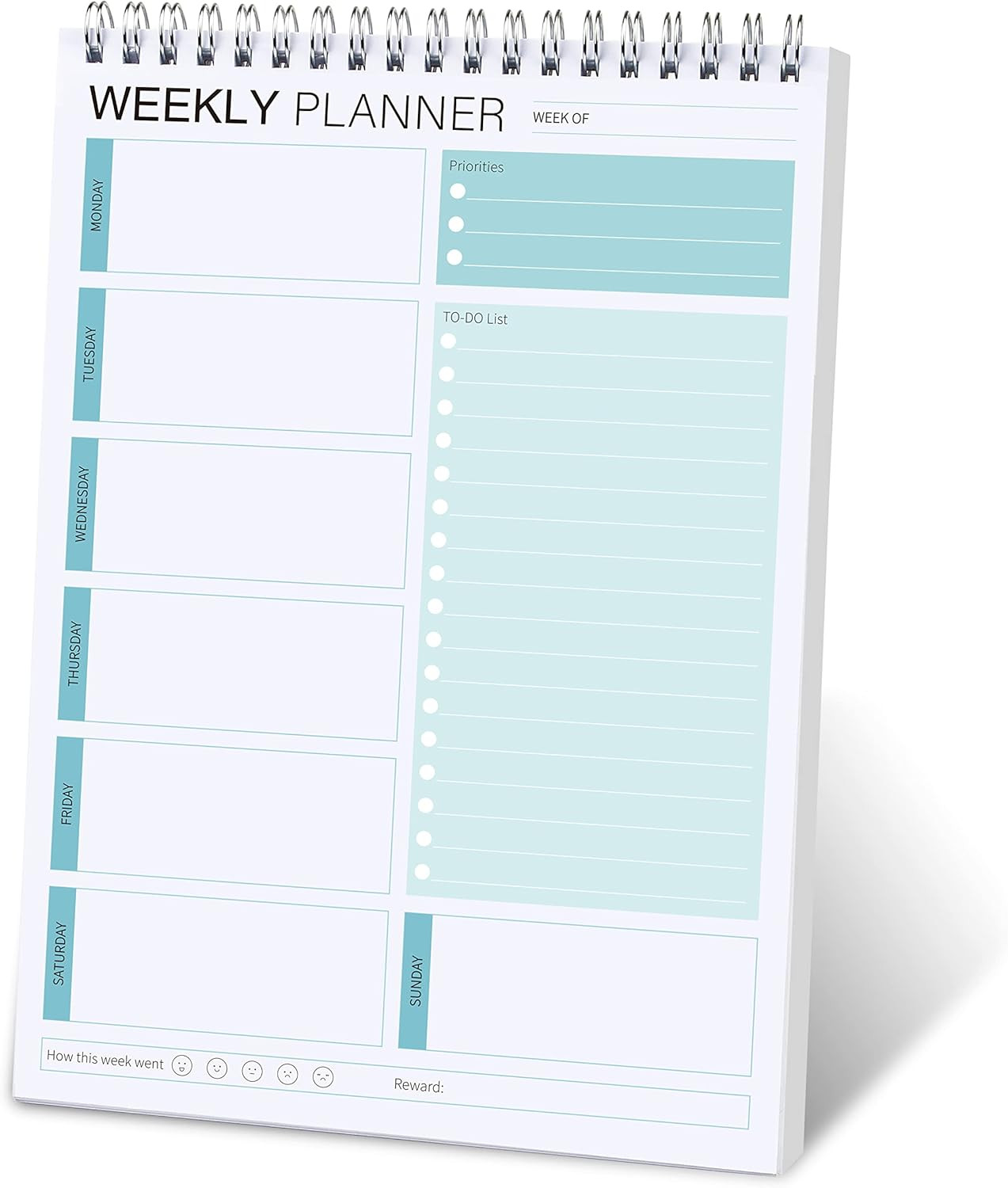 Weekly Planner Notepad,Spiral to Do List Undated Planning Pad, Weekly Organizer