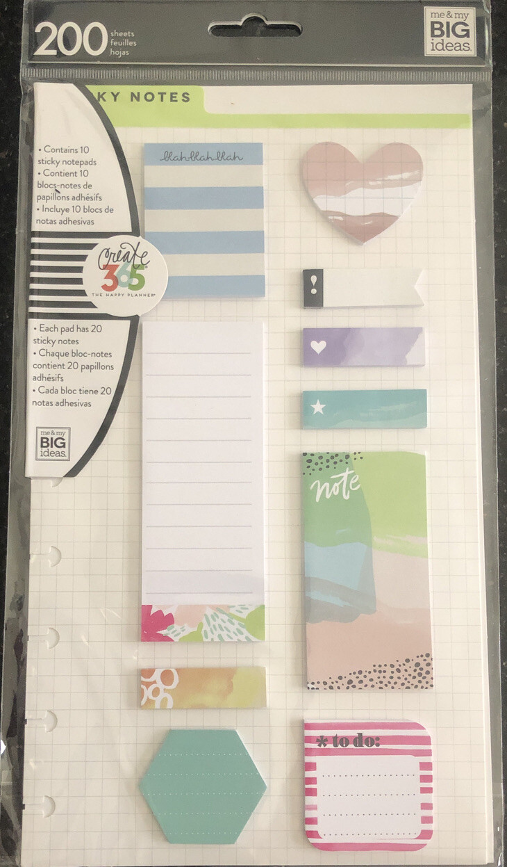 Happy Planner Sticky Notes 200/Pkg-Remember – Classic, 10 Designs/20 Each