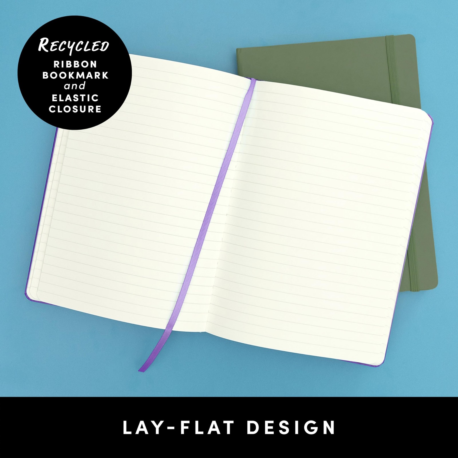 PAPERAGE Recycled Lined Journal Notebook, (Olive), 160 Pages, Medium 5.6 in x…