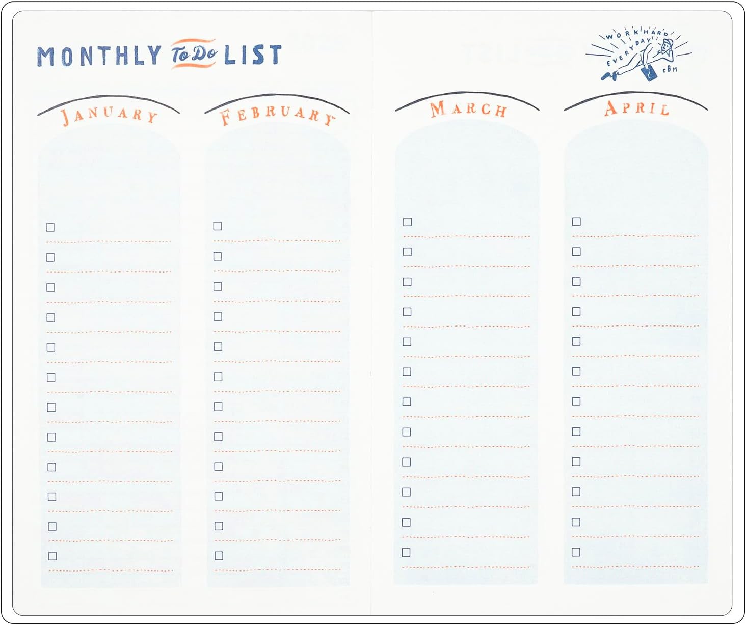 Greeting Life Chalk Boy Planner 2026 B6 Slim Monthly Hard Cover White CD-1410-CB