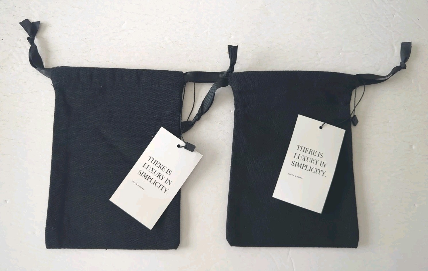 Lot of 2 NWT Cloth & Paper Drawstring Storage Dust Bag Small