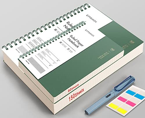 Spiral Notebook College Ruled, 11.2″ X 8.27″, 150 Sheets/300 A4 Dark Green
