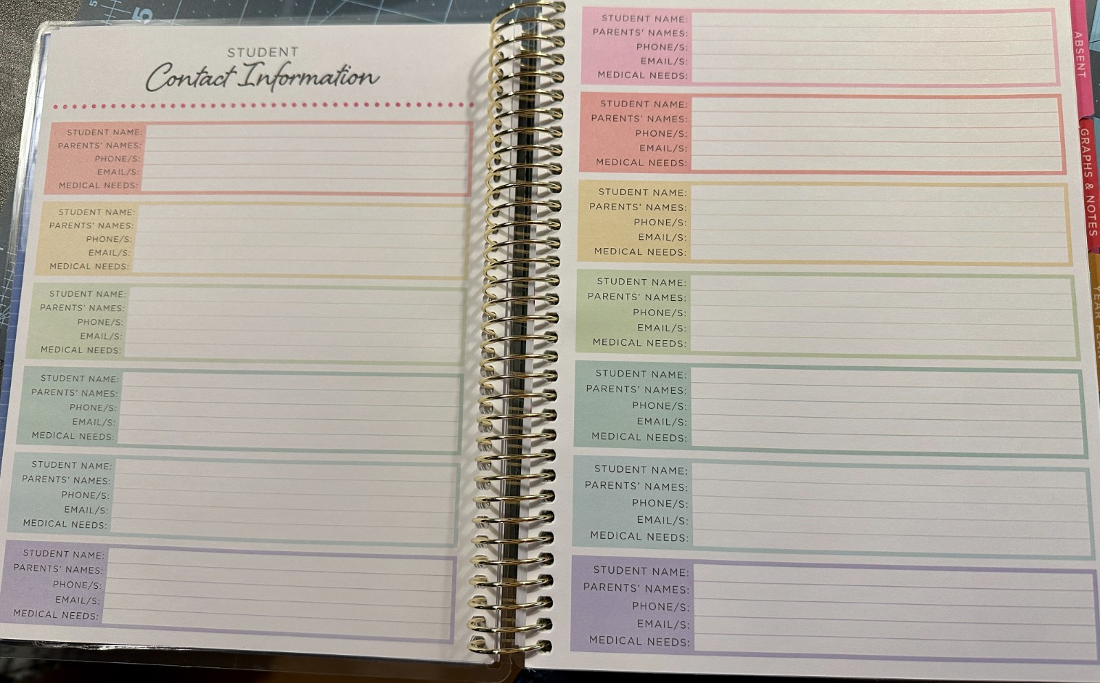 Erin Condren 12-Month Spiral Teacher Planner (Aug – Jul), 7”x9” Weekly