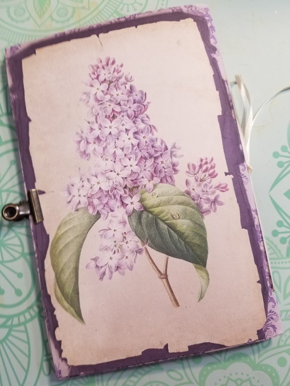Junk Journal Booklet “LILAC & LAVENDER” HANDMADE Pockets, Cards, Tags, Ephemera