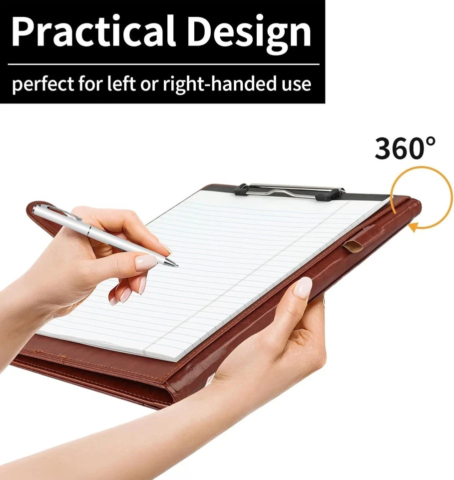 Professional Padfolio with Clipboard, Faux Leather Portfolio Folder Binder, Lega