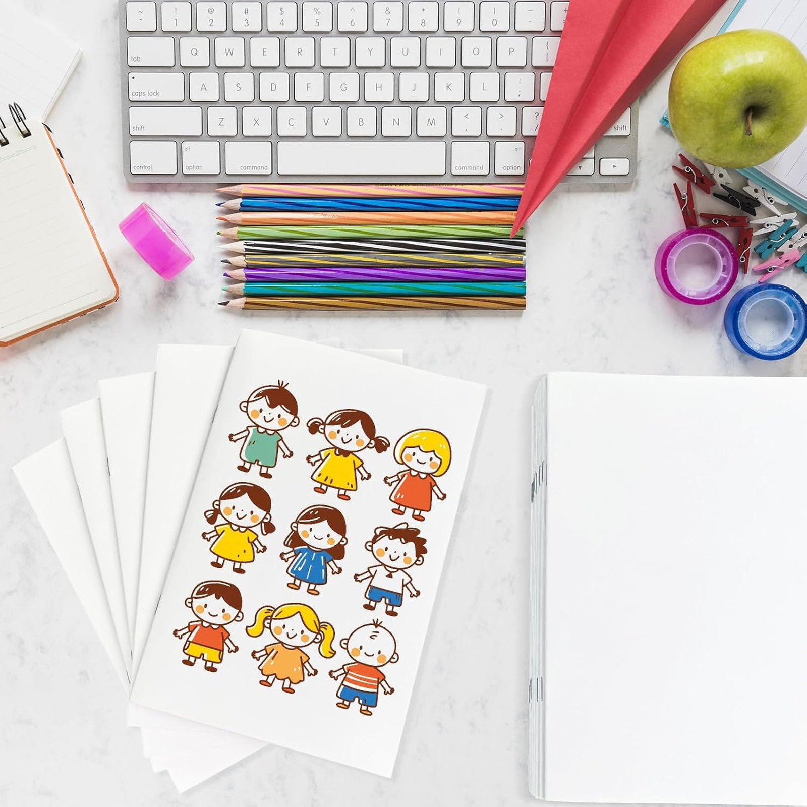50 Pcs Kids Blank Notebooks, 5.5 x 8.5 Inches, Unlined Journals for Drawing
