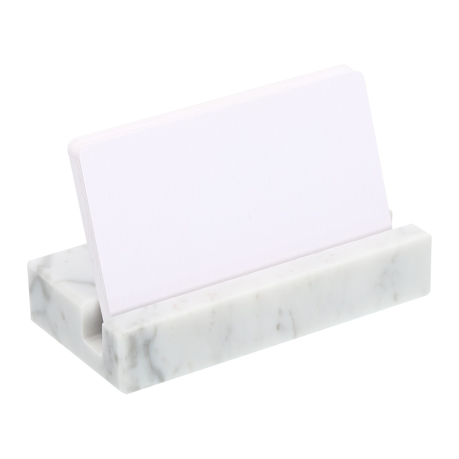 2 x Business Card Holder for Desk Marble Business Card Holder White