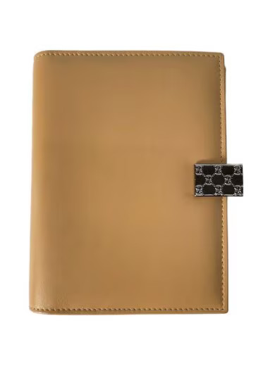 GUCCI Agenda Planner Notebook Cover Leather Camel Silver 6 Ring Japan Authentic