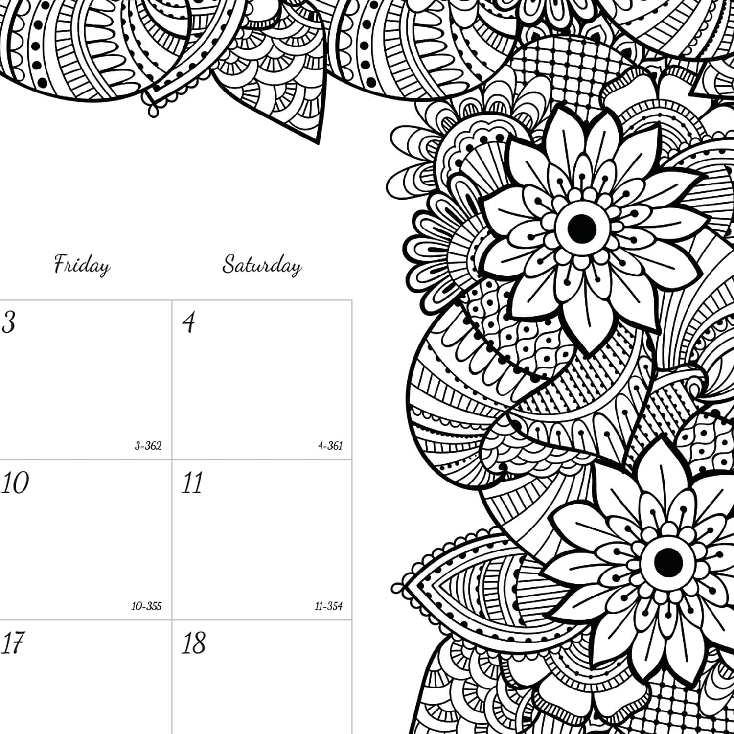 2025 Blueline DoodlePlan Botanica 22-inch x 17-inch Monthly Coloring Black