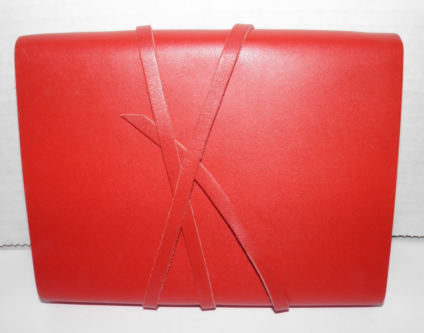 New, ECCOLO, red, soft leather cover, journal, notebook, stationery item. ITALY.