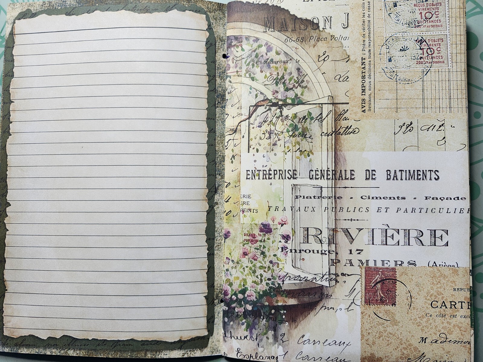 Junk Journal BOOKLET “FLORAL WINDOWS 2” HANDMADE Flowers, European Architecture