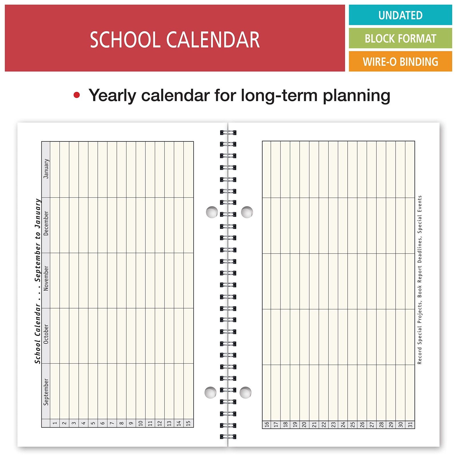 Elan Publishing Company Student Planner Daily 5.5 inches X 8.5 inches, red