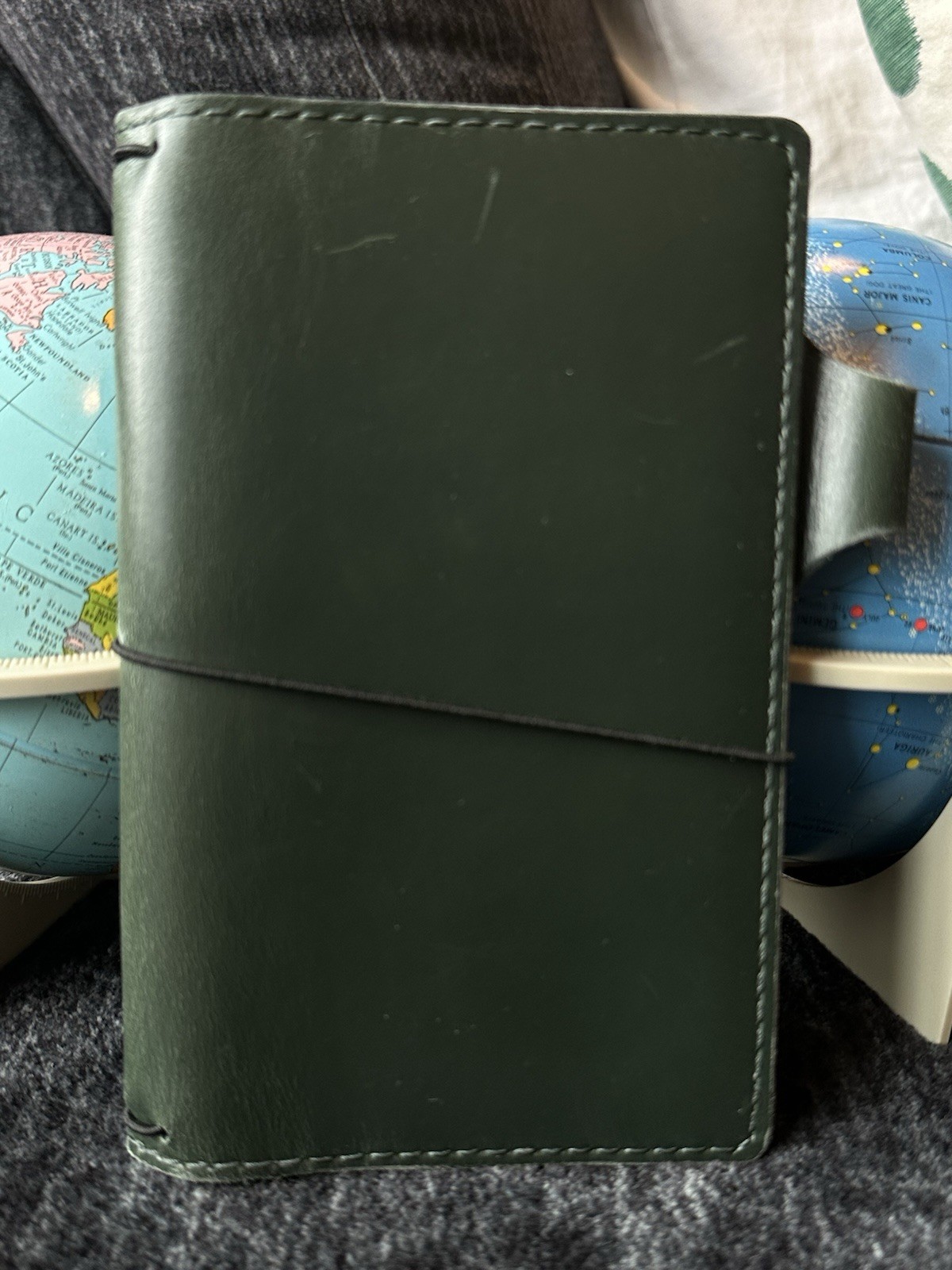 CHIC SPARROW B6 Slim Green Leather Travelers Notebook *READ*