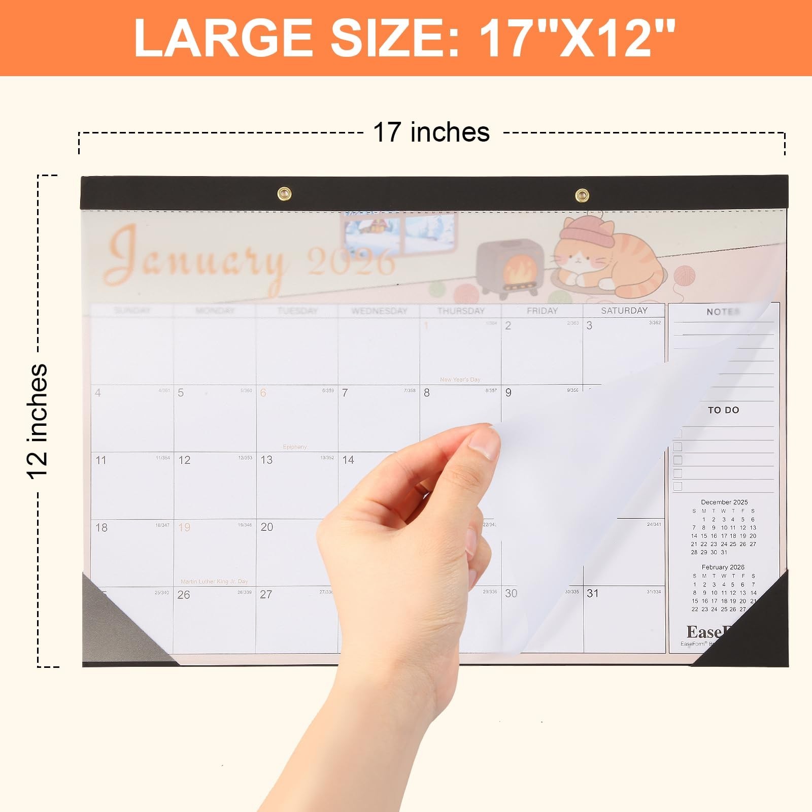 24 Month Desk Calendar 2026-2027, 17″ x 12″, Jan.2026-Dec.2027 | Thick Bleed-…