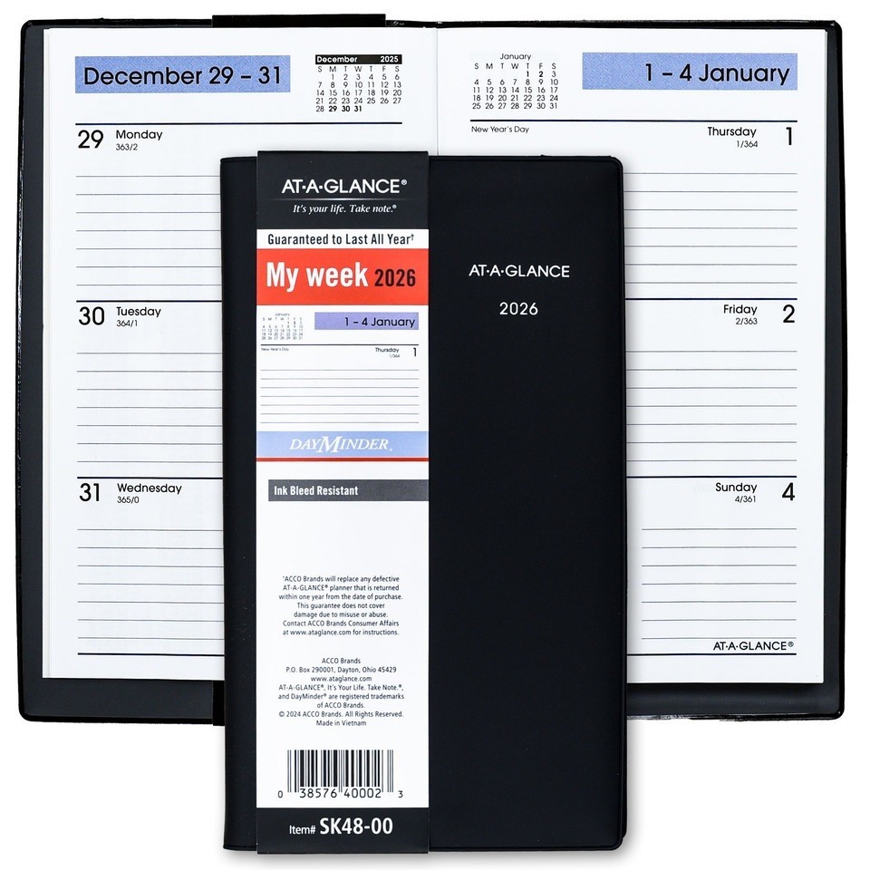 AT-A-GLANCE Jan-Dec 2026 Mthly, DayMinder, My Week 3-1/2″ x 6″, Pkt, (SK48-00)