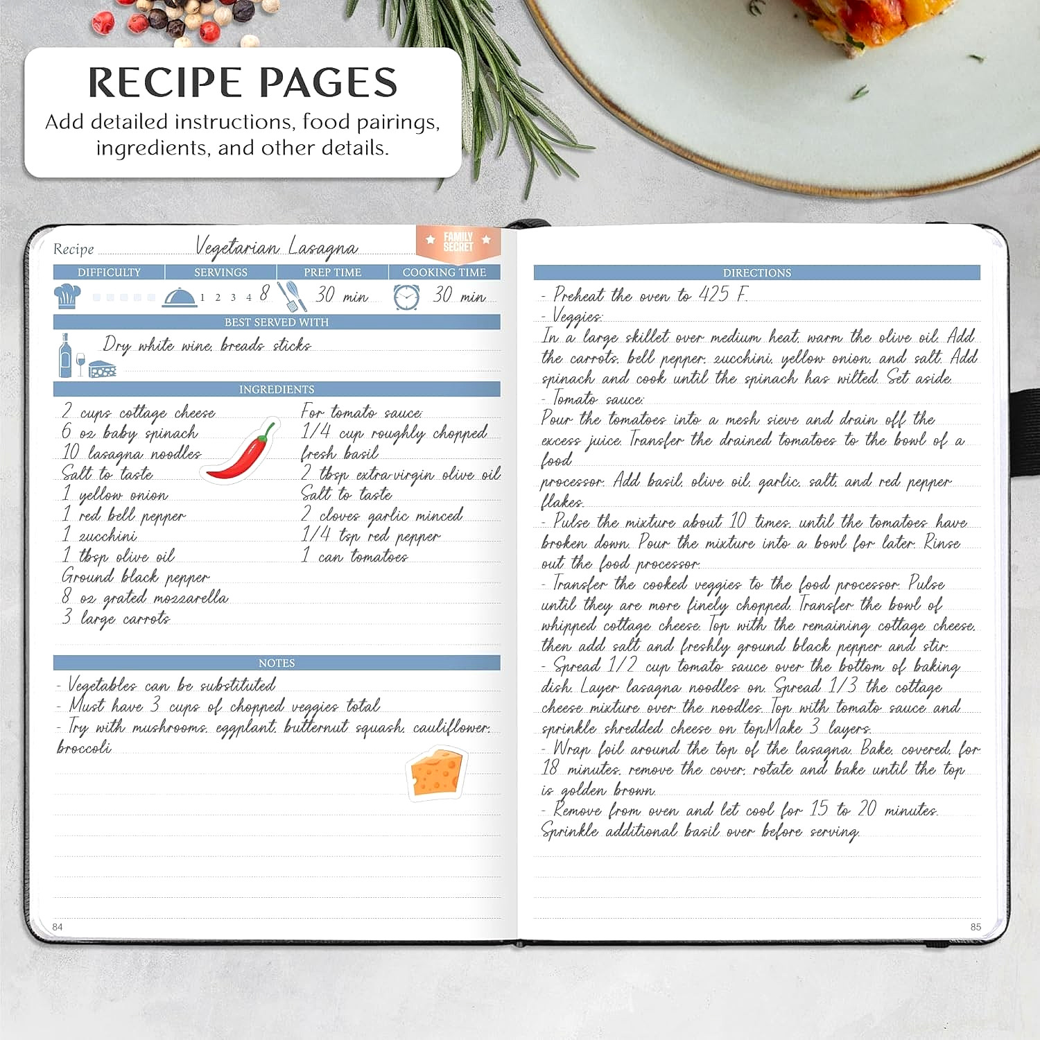Blank Recipe Book Planner Culinary Organizer Hardbound Write In Your Own Recipes