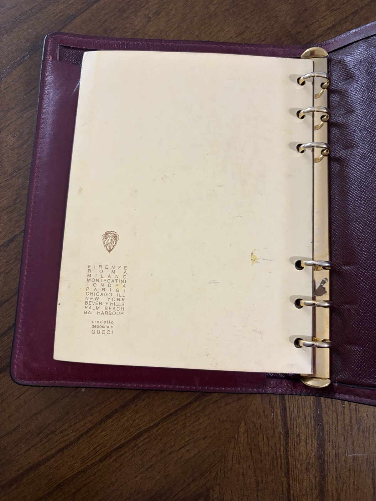 Gucci Address Book Holder Burgundy Leather With Gold tone Hardware
