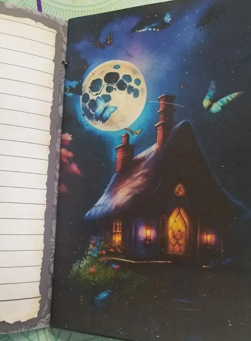 Junk Journal Blank Booklet “BEWITCHED NIGHT” HANDMADE GRIMOIRE LG 8.5″x5.5″ 40pg