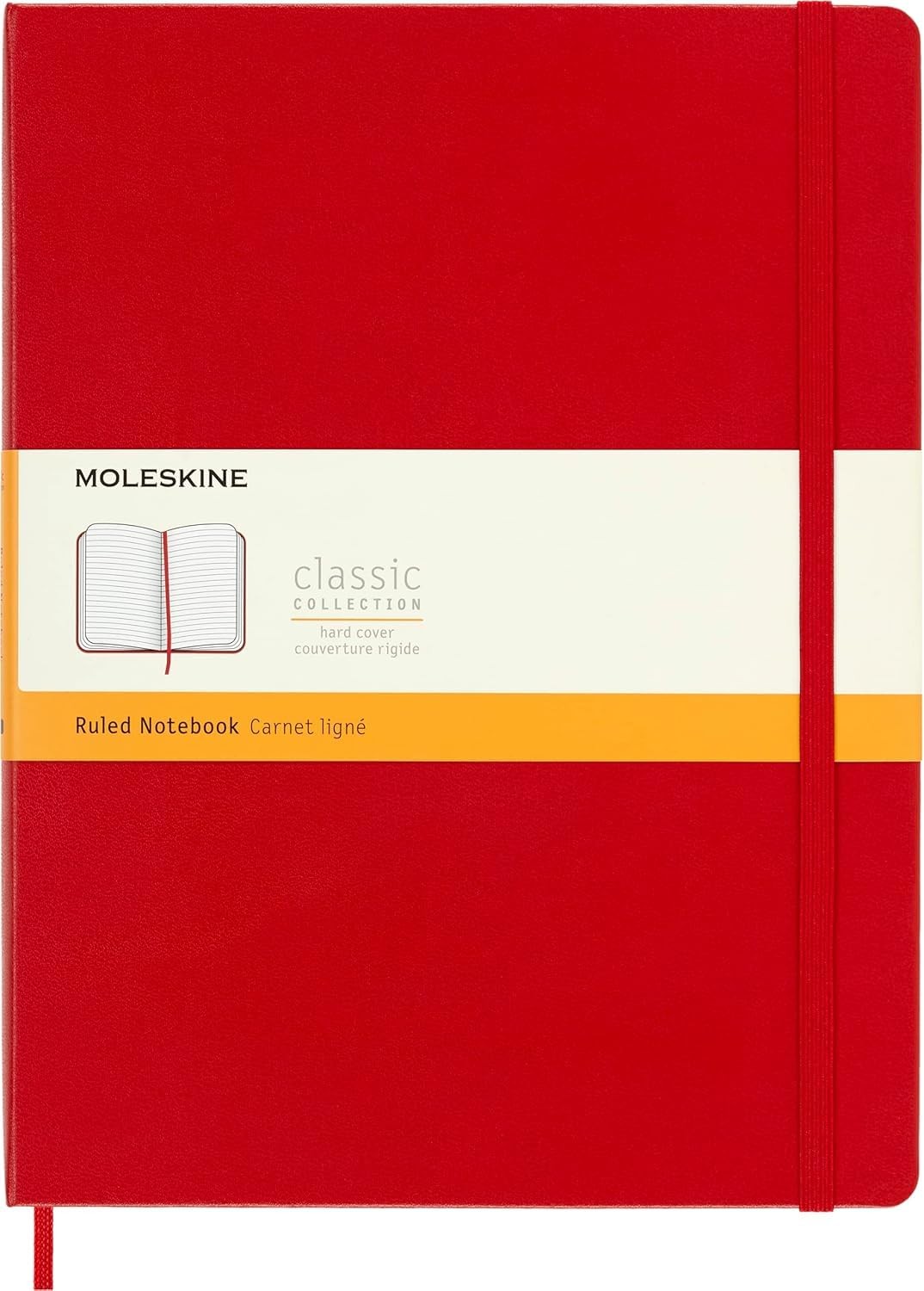 XL Scarlet Red Moleskine Classic Notebook Durable Elastic Closure Journal