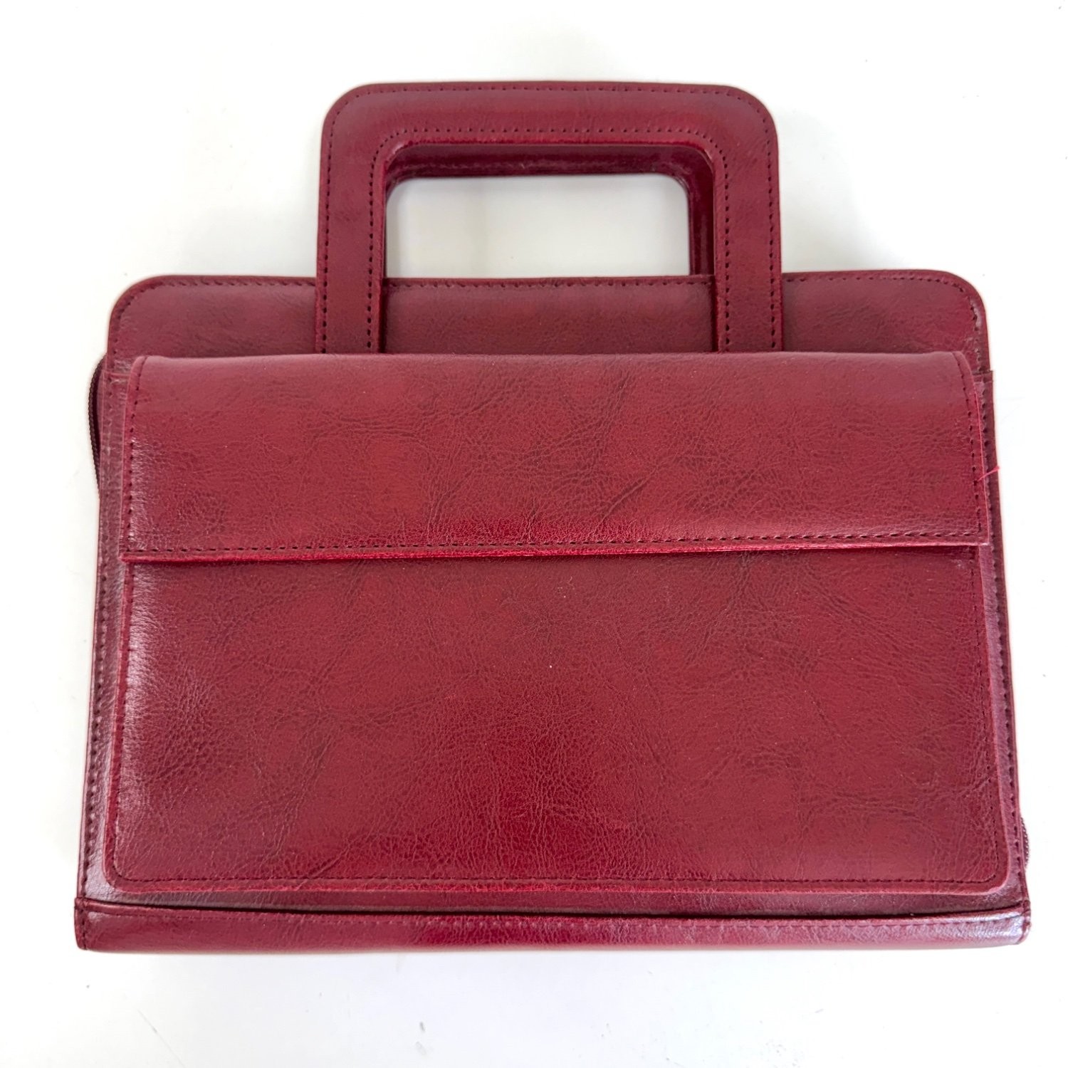 FRANKLIN COVEY 365 Dark Red Leather 7 Ring Classic Zip Binder Planner Organizer