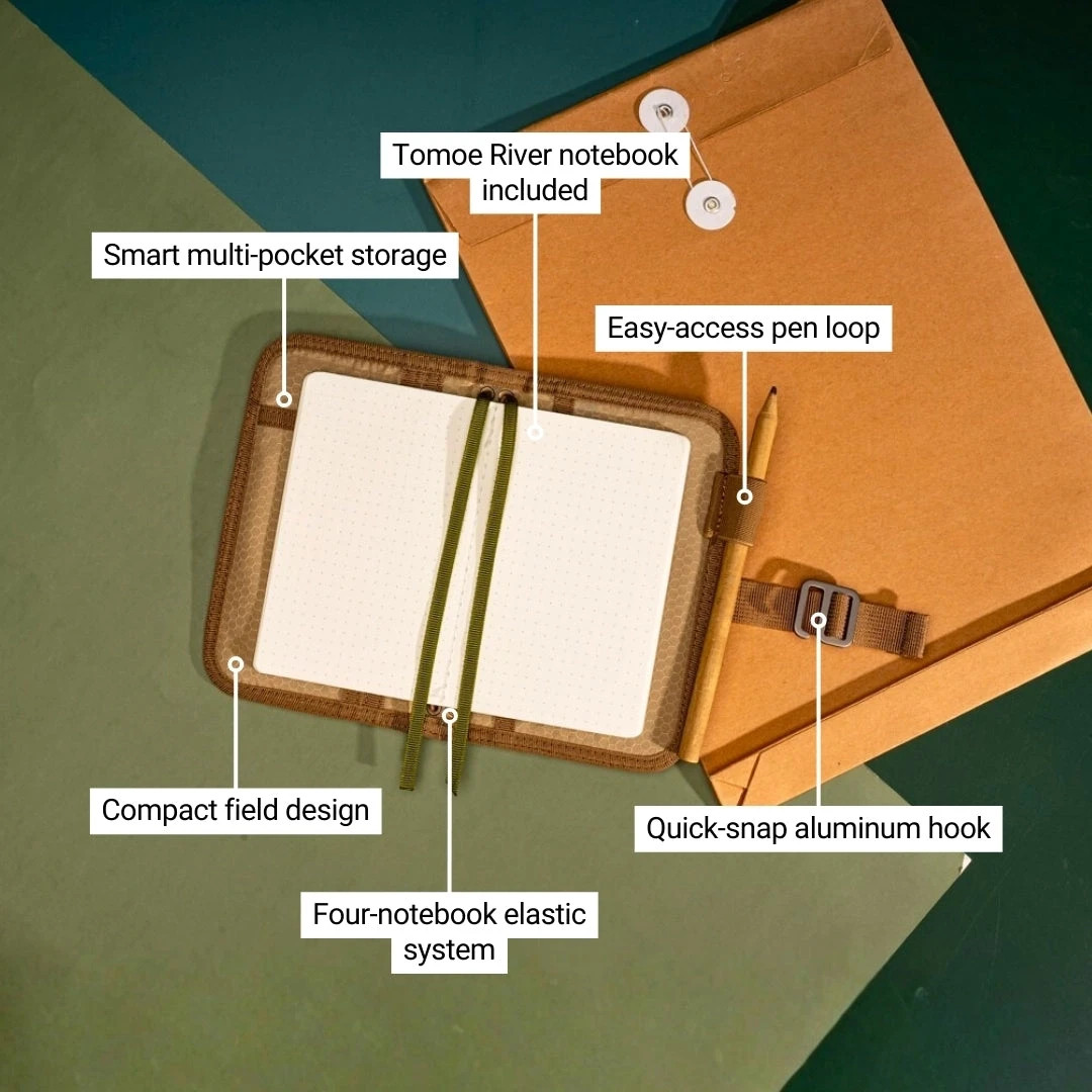 Lochby Mini Field Journal Olive Green | Water Resistant Wax Canvas Cover