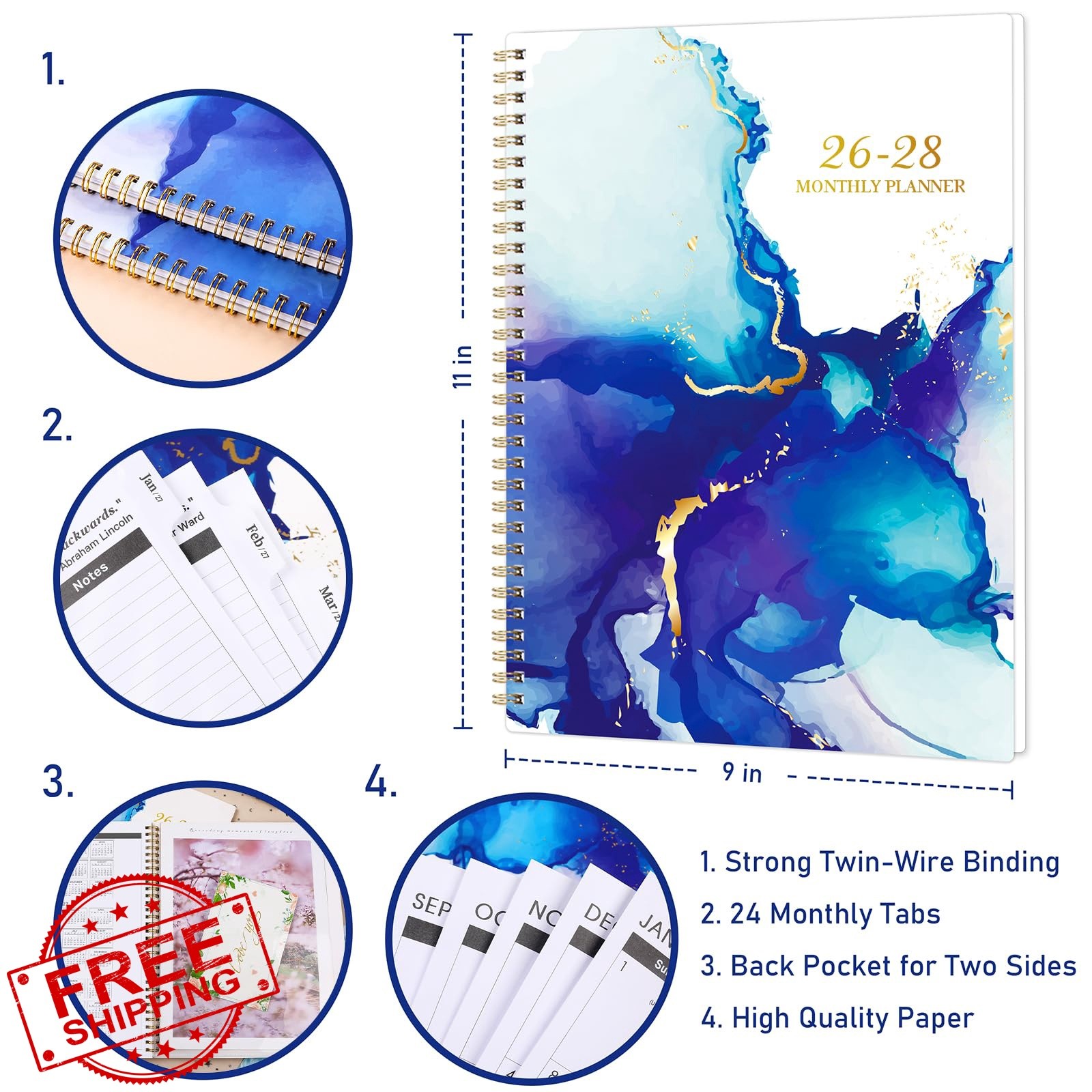 Lemome Home 2 Year 2026-2028 Monthly Planner 9″x11″