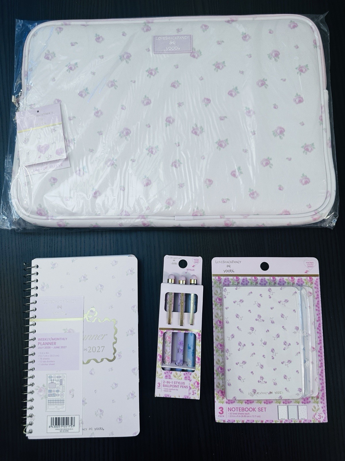 LoveShackFancy yoobi Target TECH BUNDLE Laptop Sleeve Stylus Notebooks Planner