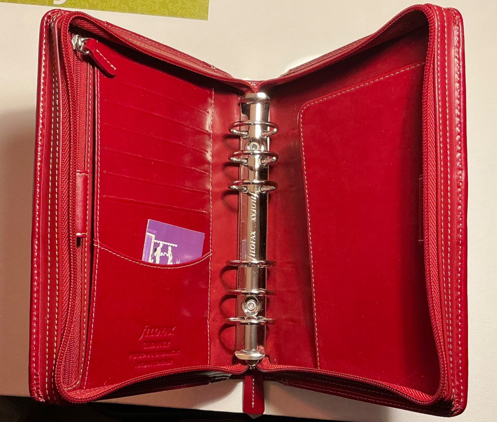 Filofax Cuban Zip Personal Organizer in Beautiful Red Italian Leather – RARE