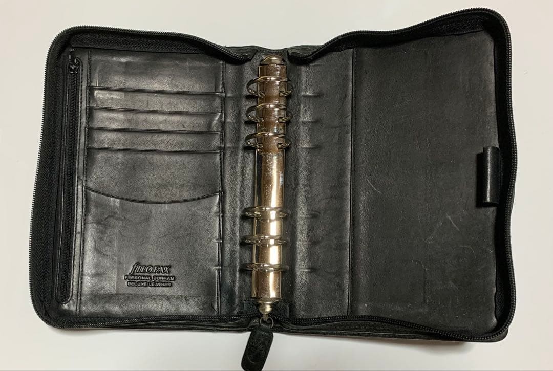 Filofax Durham System Planner leather black rare solid Aurthentic