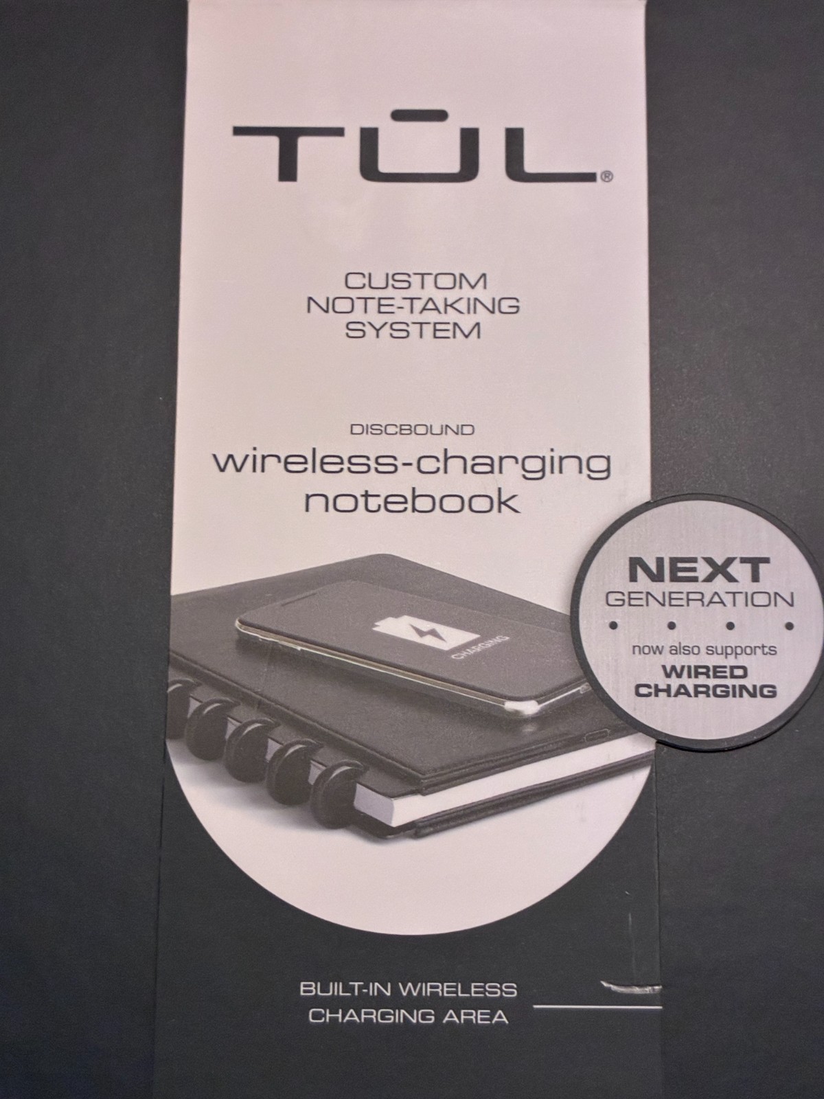 Black TUL Wireless Charging Notebook (5,000mAh battery) – NEW IN BOX