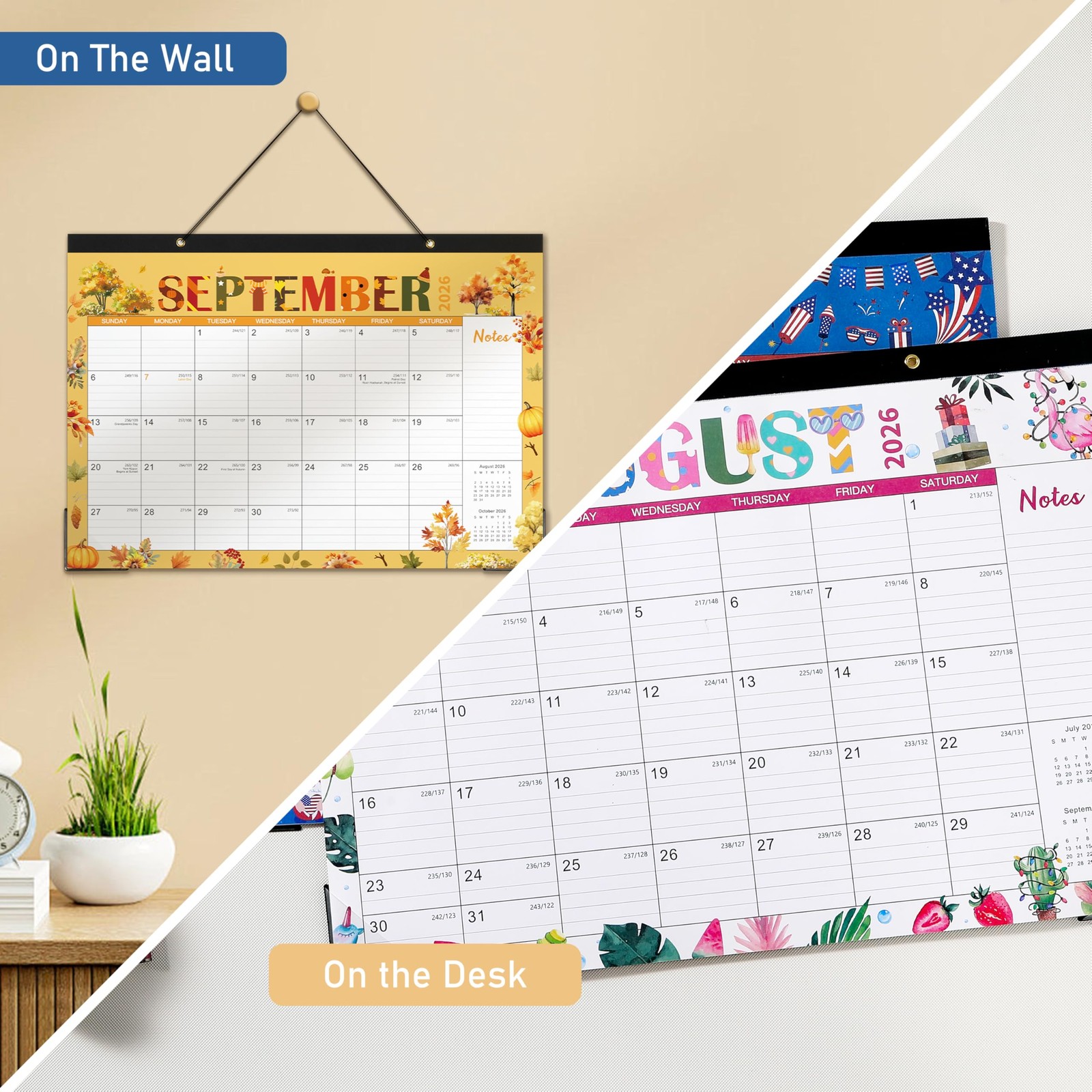 Desk Calendar 2026-2027 – 2026-2027, Jul. 2026 – Dec. 2027, 12″ Blue