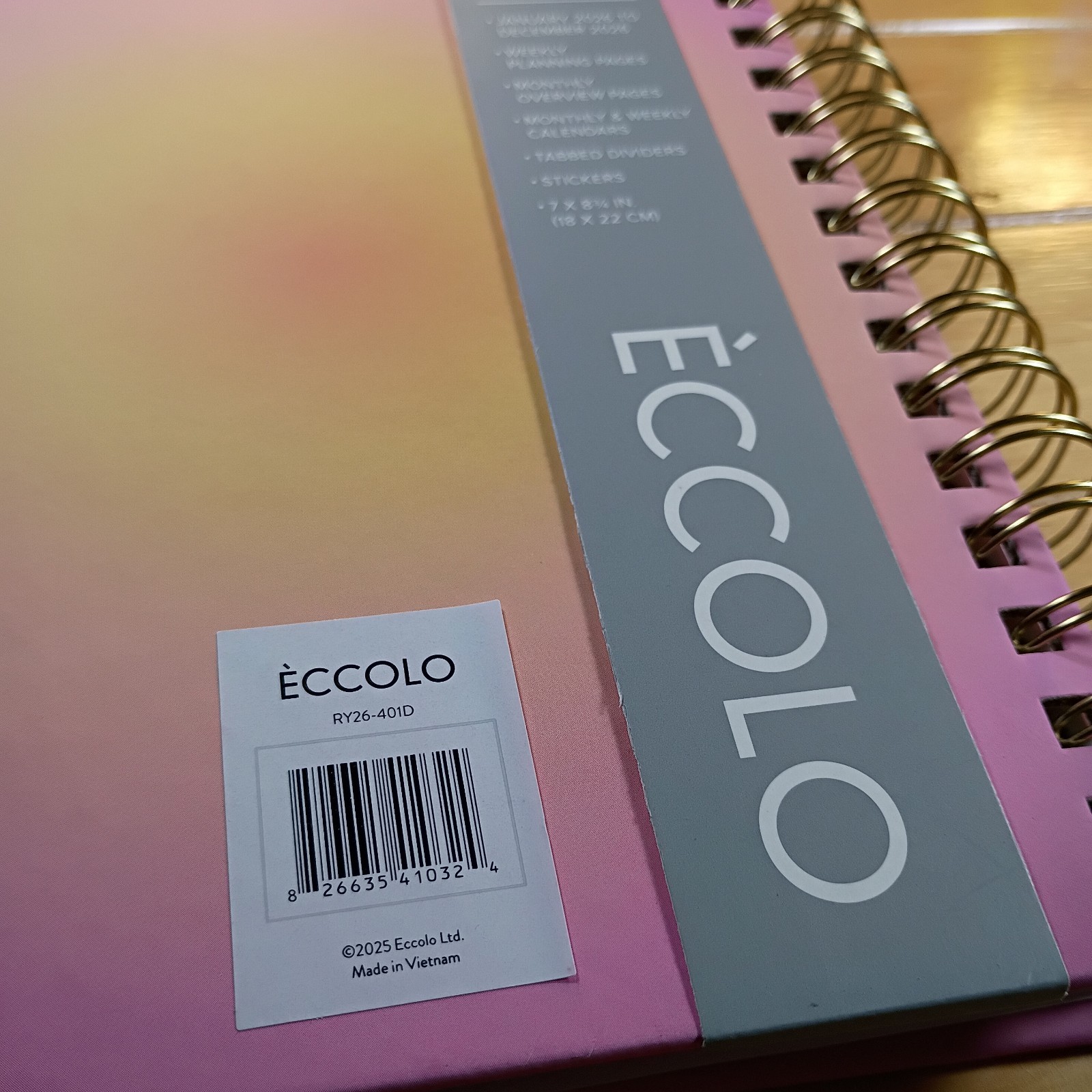 ÉCCOLO 2026, 12 Month Weekly Planner,Stickers, 7 X 8 3/4 In. Be True To You. New
