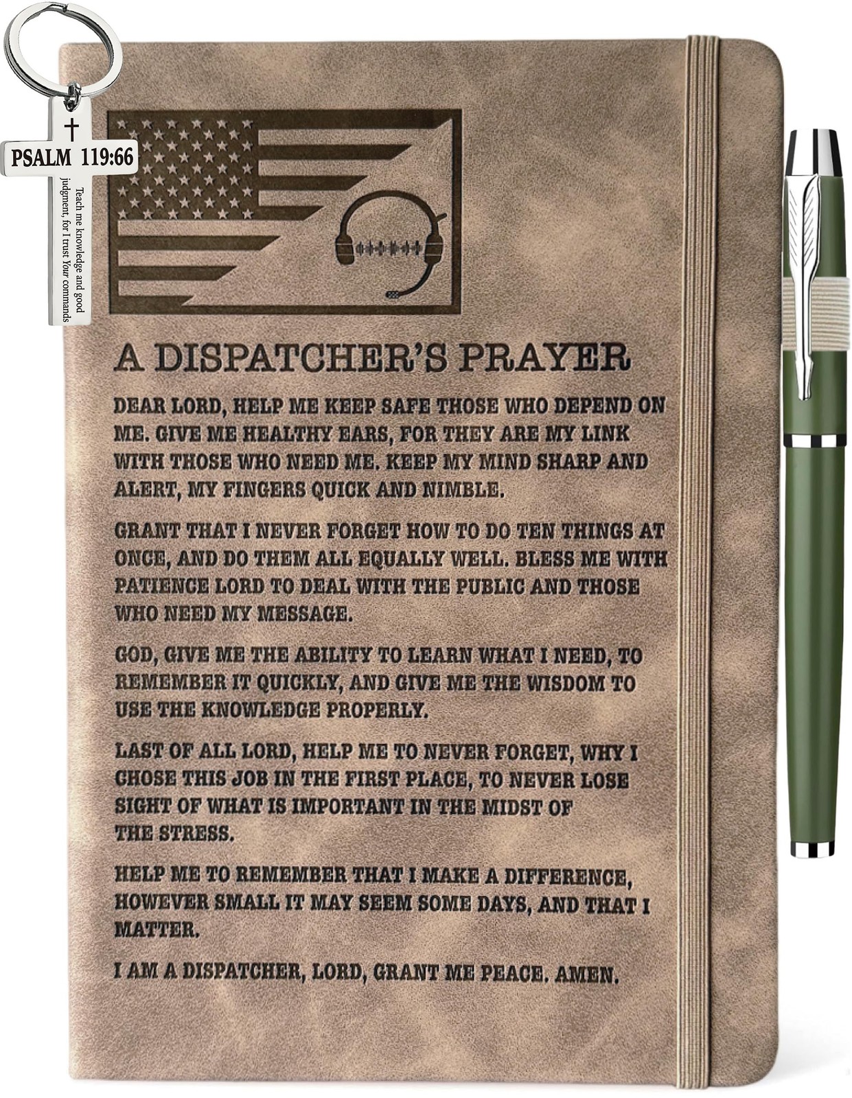 Dispatcher Prayer Gifts for Men Women, 911 8.4”x 5.7”, Coyote Brown