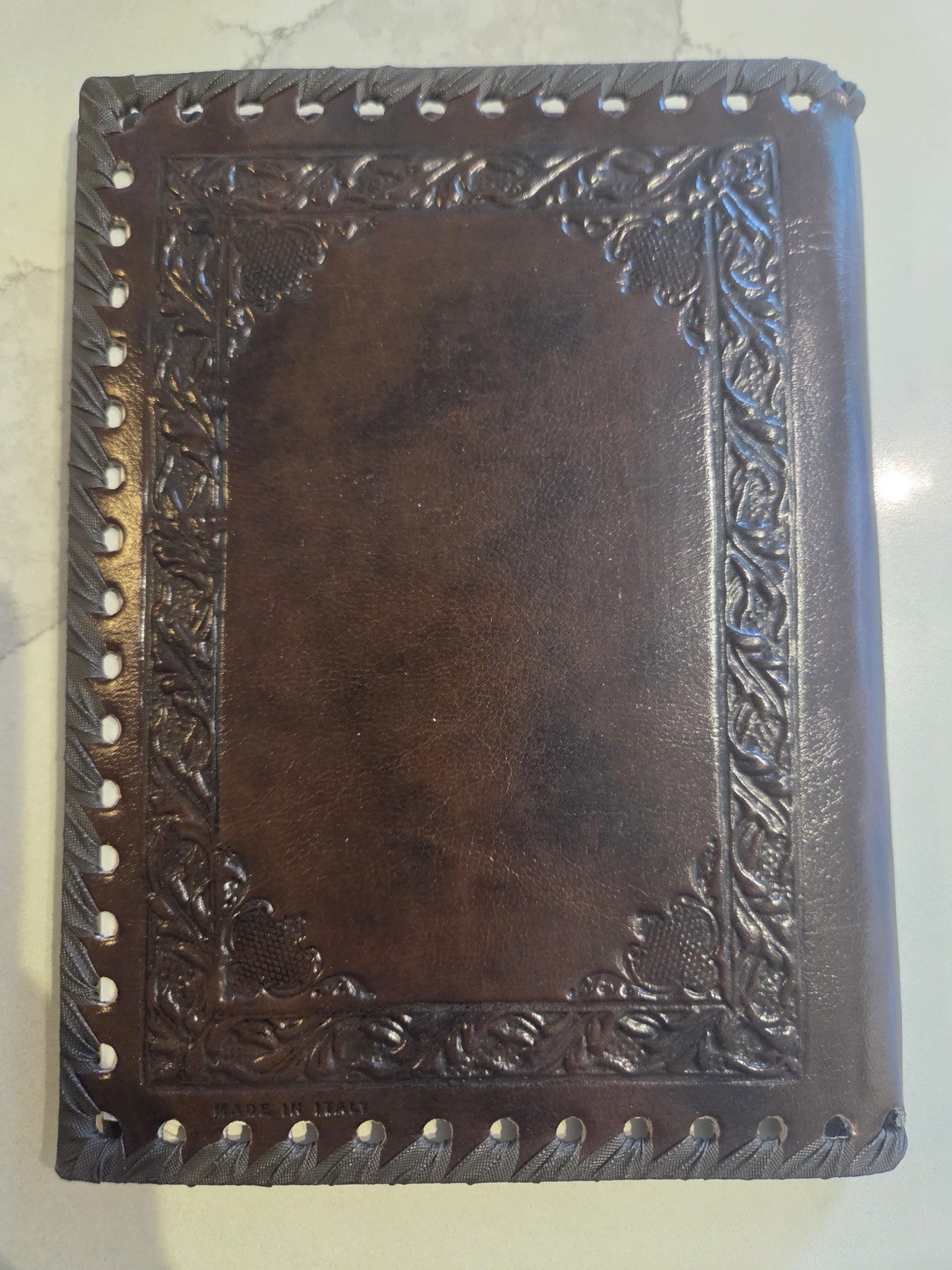 Vintage Made in Italy Florentine Style Leather Address Book A-Z Whip-Stitched